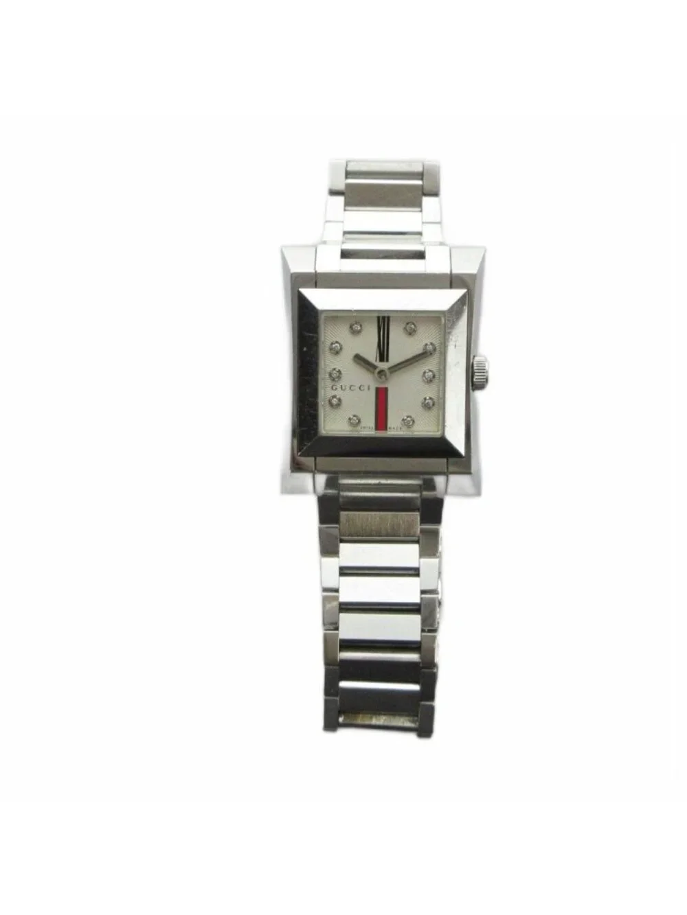 Gucci Watch Quartz Sherry Line Roman Diamond Square Silver - Picture 2 of 6